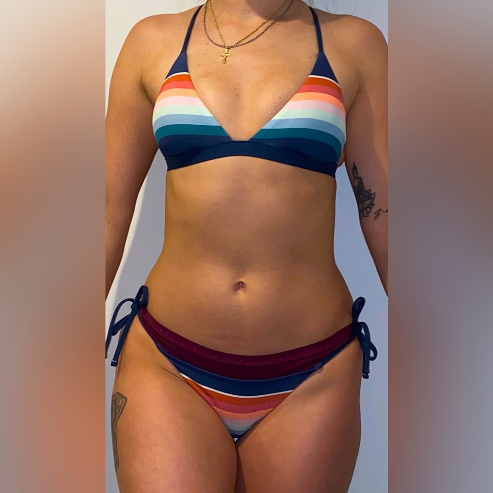 NEW WITH TAGS RipCurl Multicolor 2-Piece striped Bikini size XS